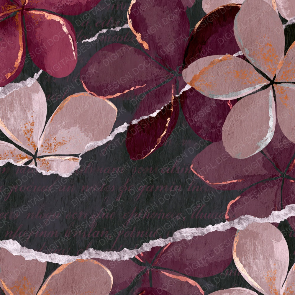 Torn Paper Frangipani Blush Burgundy Digital Paper Pack (DDD015123)