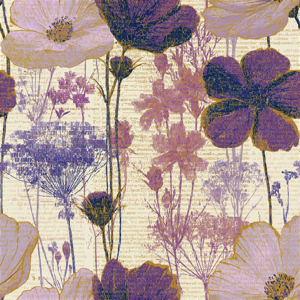 ASCII Wildflowers Lilac Mauve Seamless Digital Paper Pack (DDD015127)
