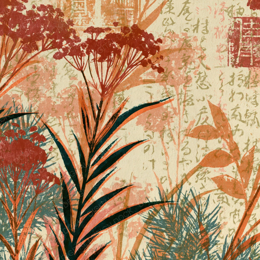 Monoprint Goldenrod Evergreen Red Digital Paper Pack (DDD015131)