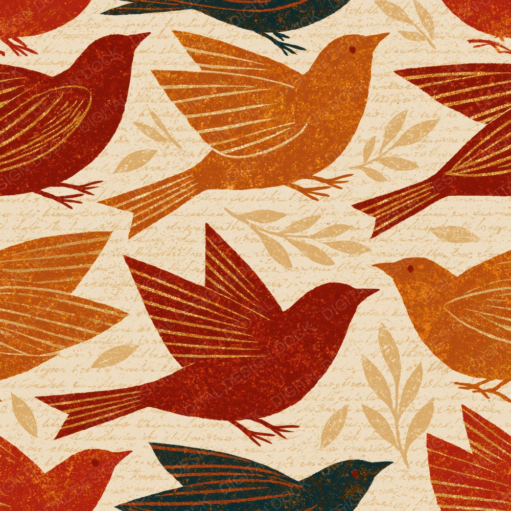 Folk Art Larks Sienna Sand Digital Paper Pack (DDD015152)