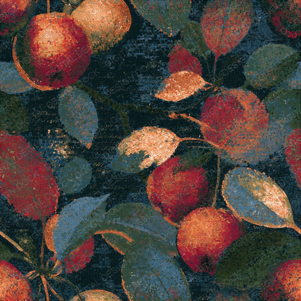 Mosaic Crabapples Copper Ink Seamless Digital Paper Pack (DDD015158)