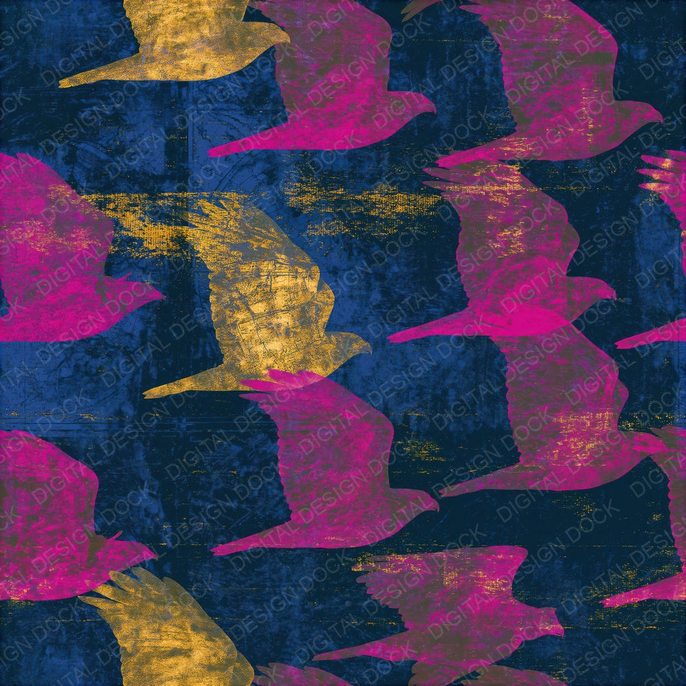 X Ray Hawks Pink Yellow Seamless Digital Paper Pack (DDD015164)