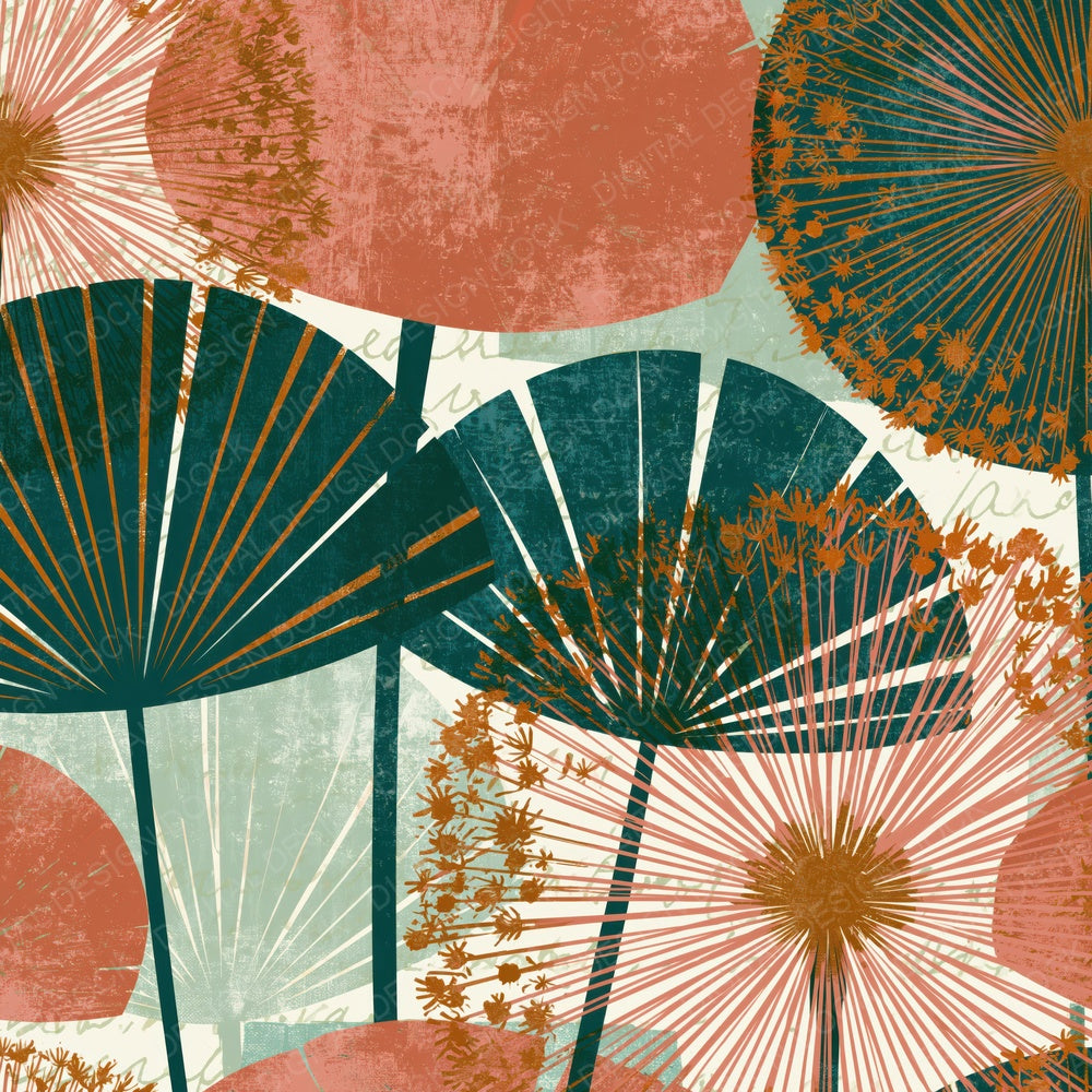 Bauhaus Dandelion Blush Green Layered Digital Paper Pack (DDD015168)