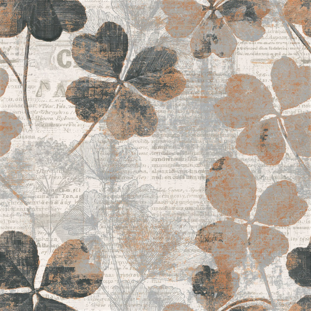 Bohemian Clover Dove Grey Seamless Digital Paper Pack (DDD015169)