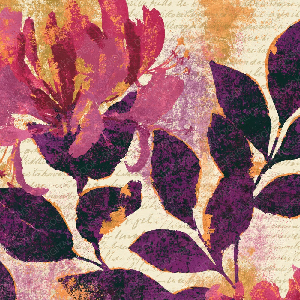 Impressionist Honeysuckle Raspberry Plum Layered Digital Paper Pack (DDD015175)