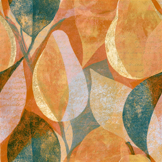 Single Risograph Pear Blossoms Turmeric Seamless digital paper shown full size