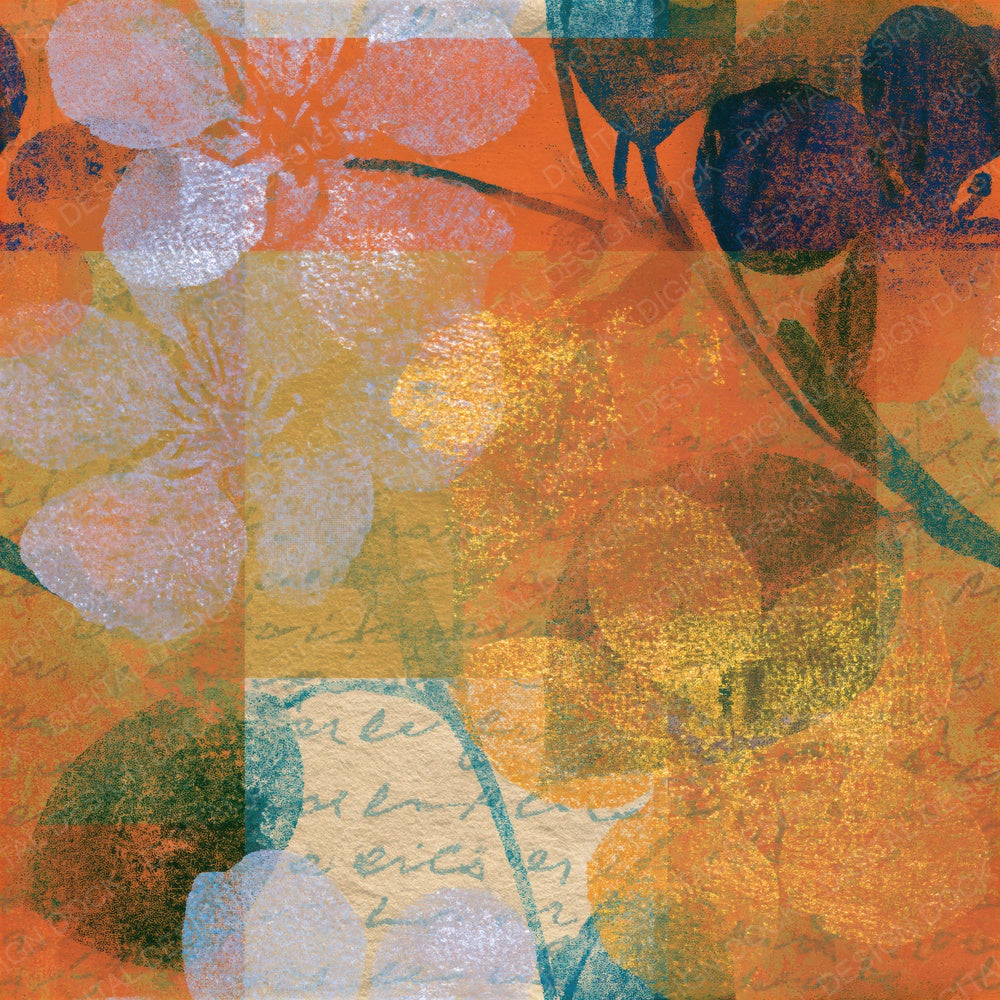 Risograph Pear Blossoms Turmeric Seamless Digital Paper Pack (DDD015181)