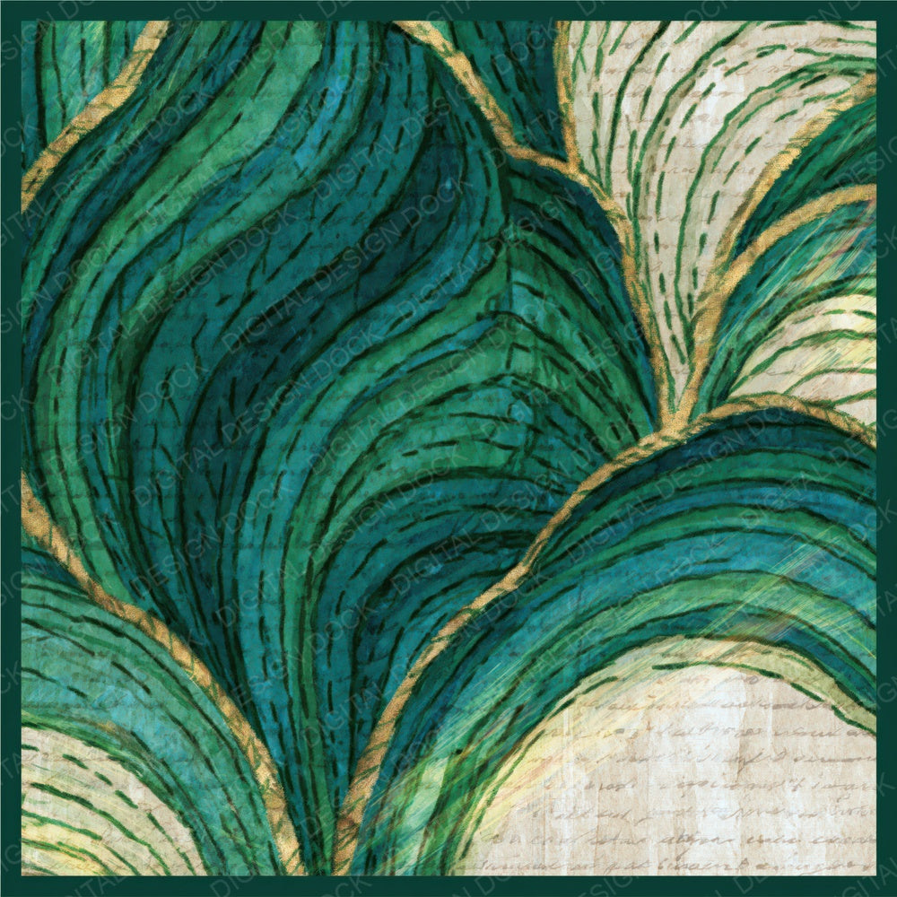 Pop Art Kantha Emerald Parchment Digital Paper Pack (DDD015194)