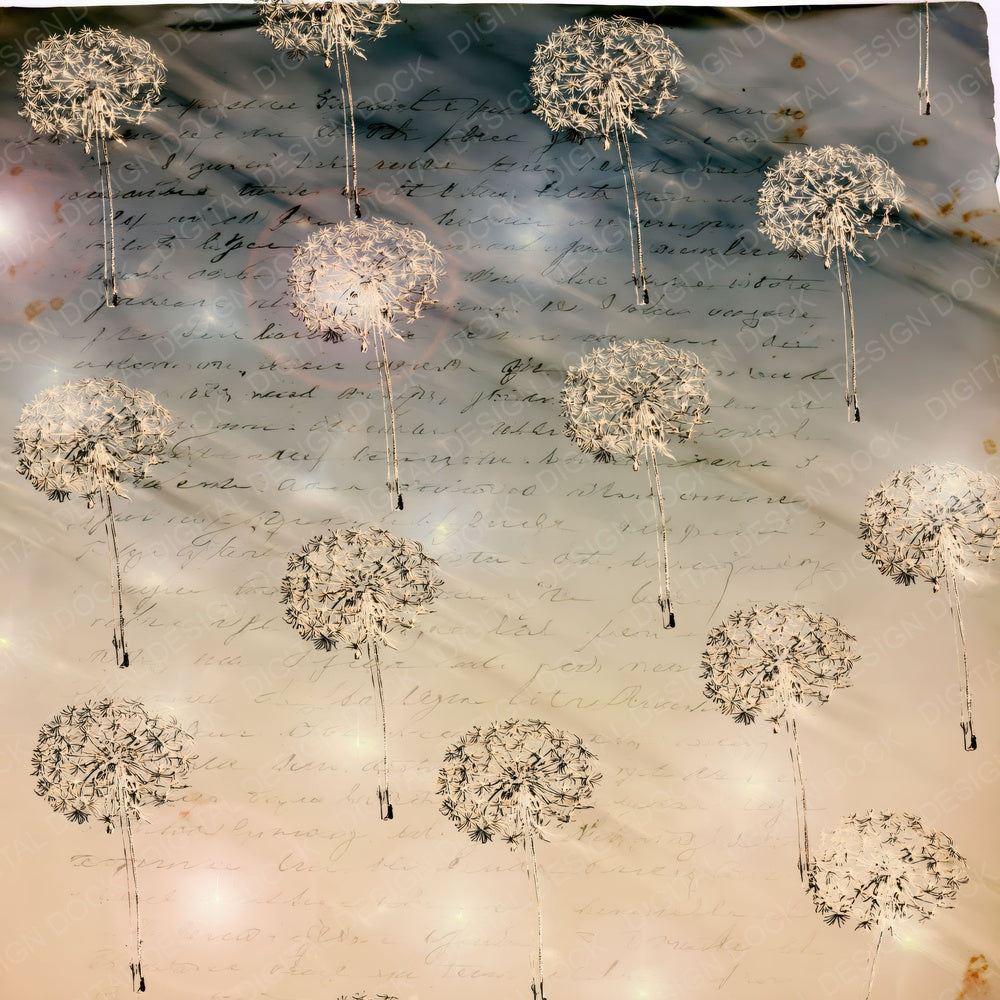 Antique Botanical Dandelion Cream Digital Paper Pack (DDD015205)