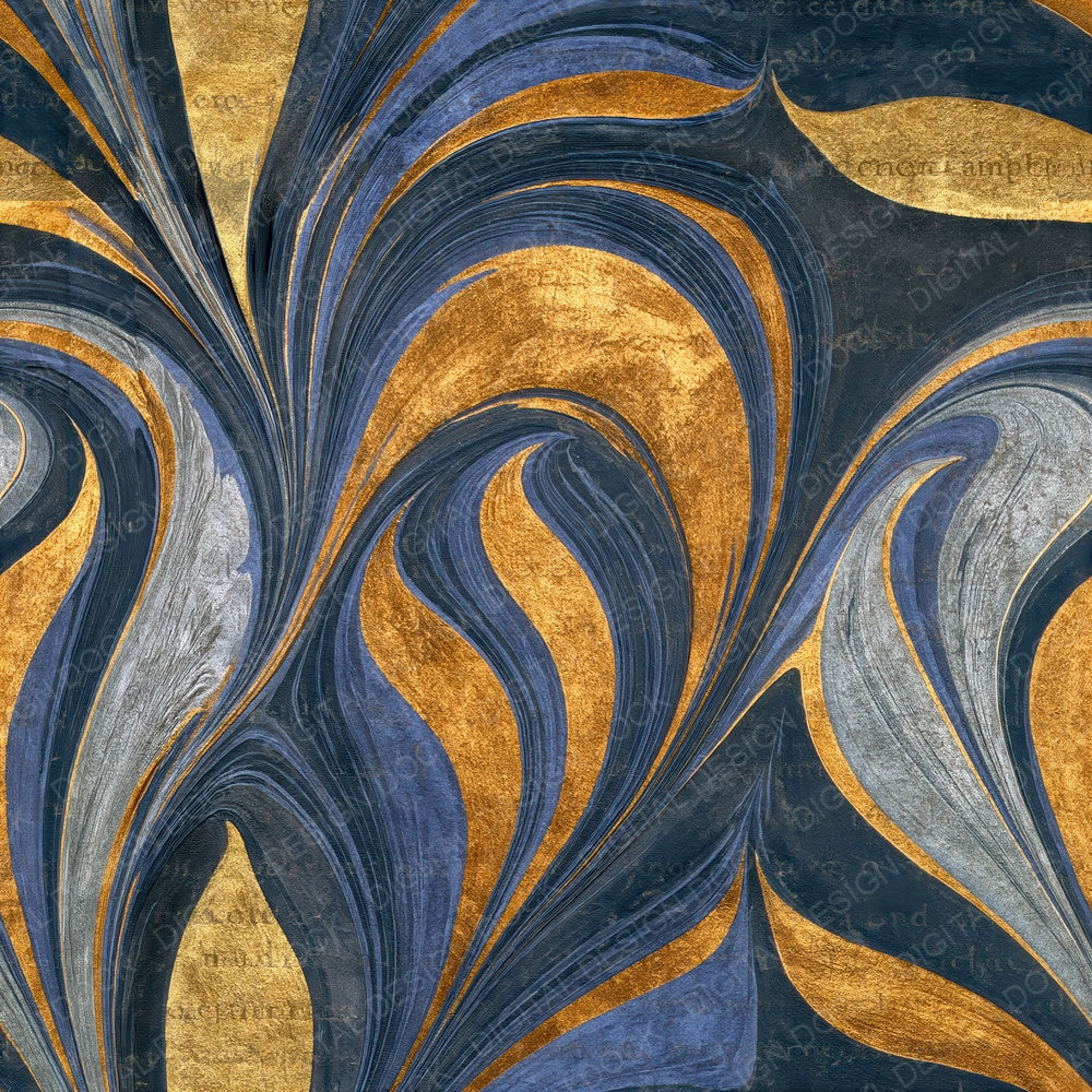 Paper Marbling Silver Bronze Abstract Seamless Digital Paper Pack (DDD015215)