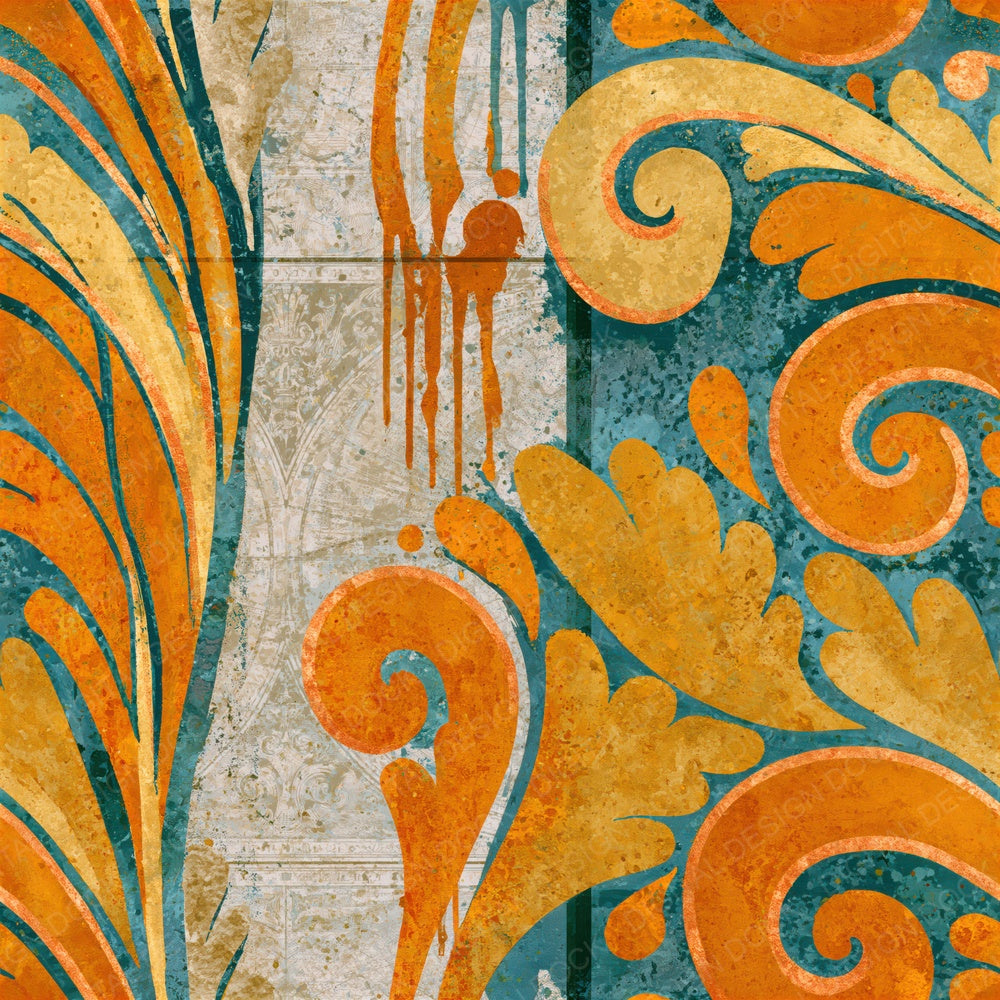 Graffiti Fiddlehead Fern Amber Seamless Digital Paper Pack (DDD015233)