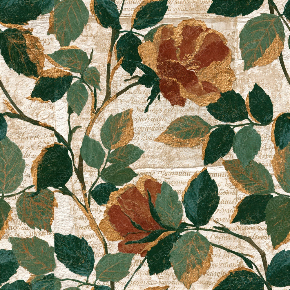 Collage Climbing Roses Tobacco Moss Seamless Digital Paper Pack (DDD015265)