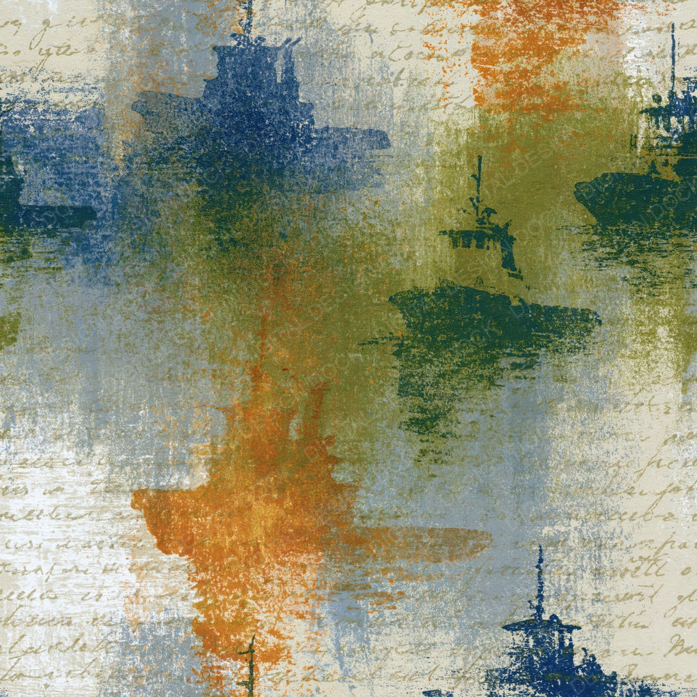 Monoprint Tug Boats Tobacco Moss Digital Paper Pack (DDD015274)