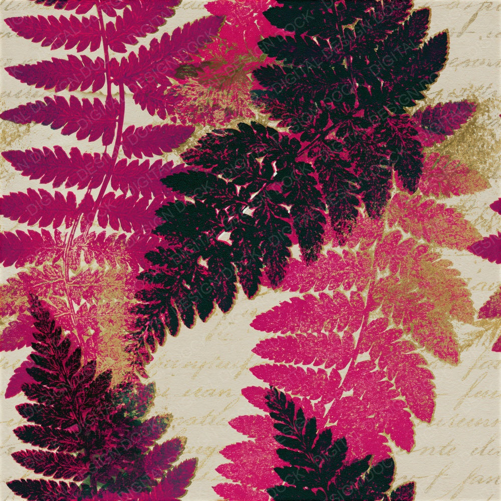 Risograph Fern Magenta Burgundy Seamless Digital Paper Pack (DDD015278)