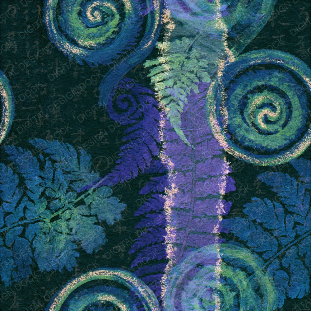 Torn Paper Fiddlehead Ferns Aurora Lilac Seamless Digital Paper Pack (DDD015303)