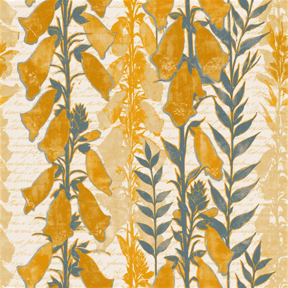 Blueprint Foxgloves Honey Mustard Seamless Digital Paper Pack (DDD015306)