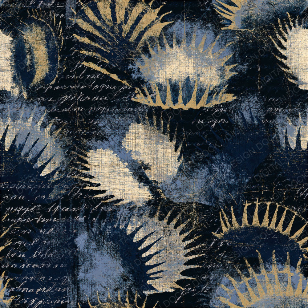 Scratchboard Venus Flytrap Navy Seamless Digital Paper Pack (DDD015315)