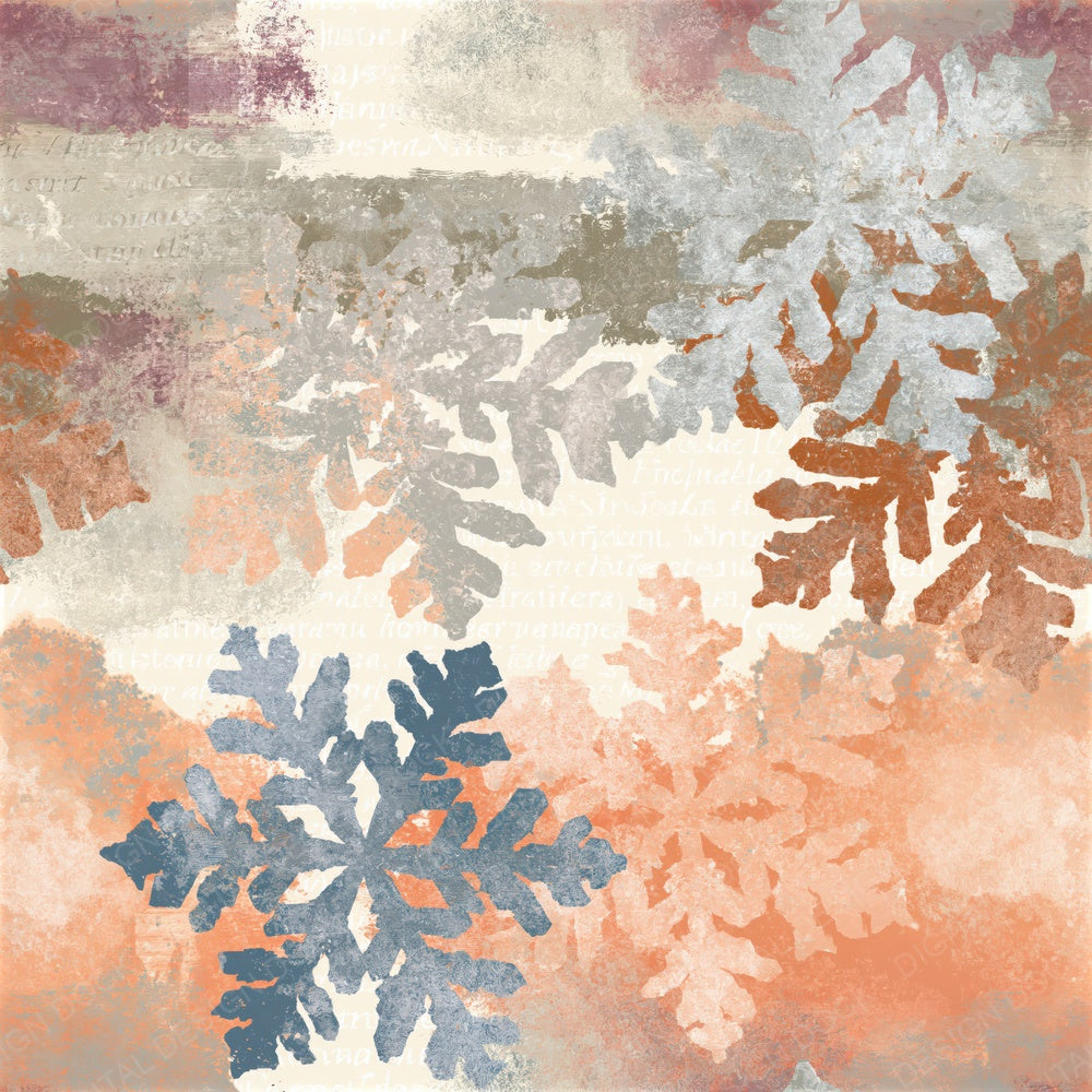 Surrealist Snowflakes Peach Cream Seamless Digital Paper Pack (DDD015339)