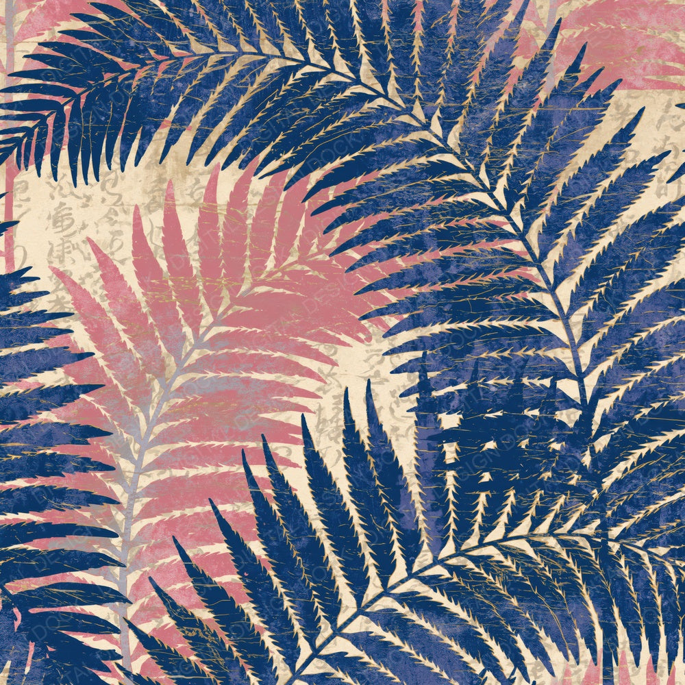 Maximalist Fern Indigo Rose Gold Digital Paper Pack (DDD015355)