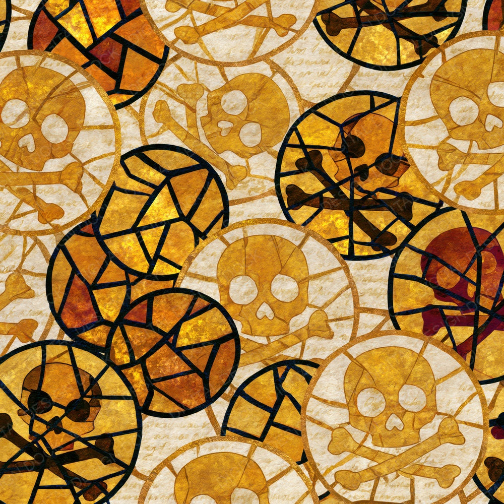 Stained Glass Jolly Rogers Honey Mustard Digital Paper Pack (DDD015361)