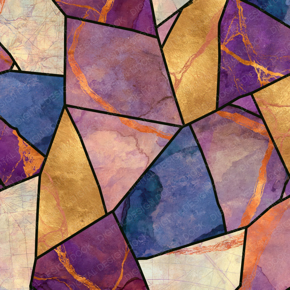 Stained Glass Lilac Mauve Abstract Digital Paper Pack (DDD015379)