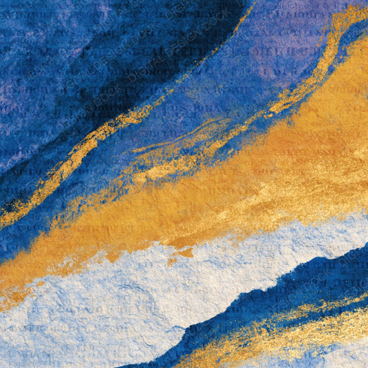 Surrealist Cobalt Yellow Abstract Digital Paper Pack (DDD015381)