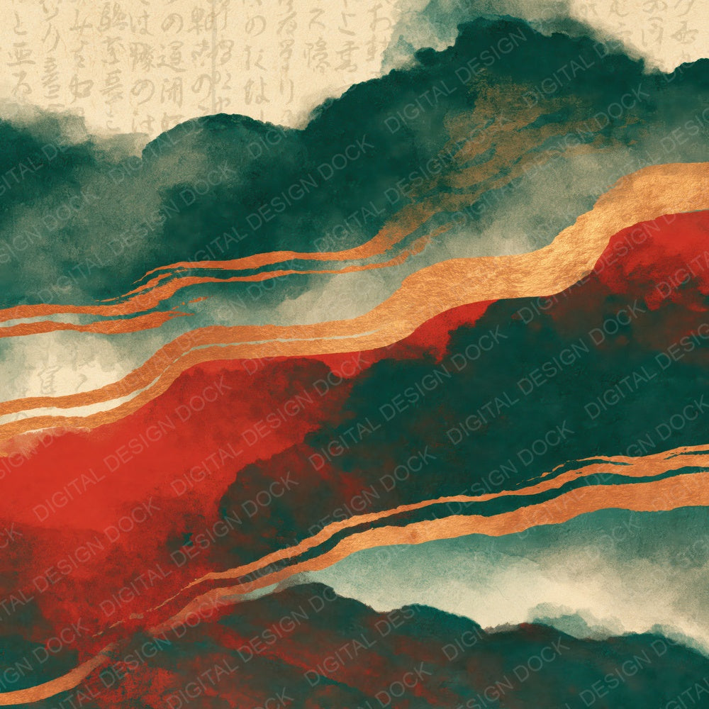 Ink Wash Fog Banks Pine Crimson Digital Paper Pack (DDD015409)