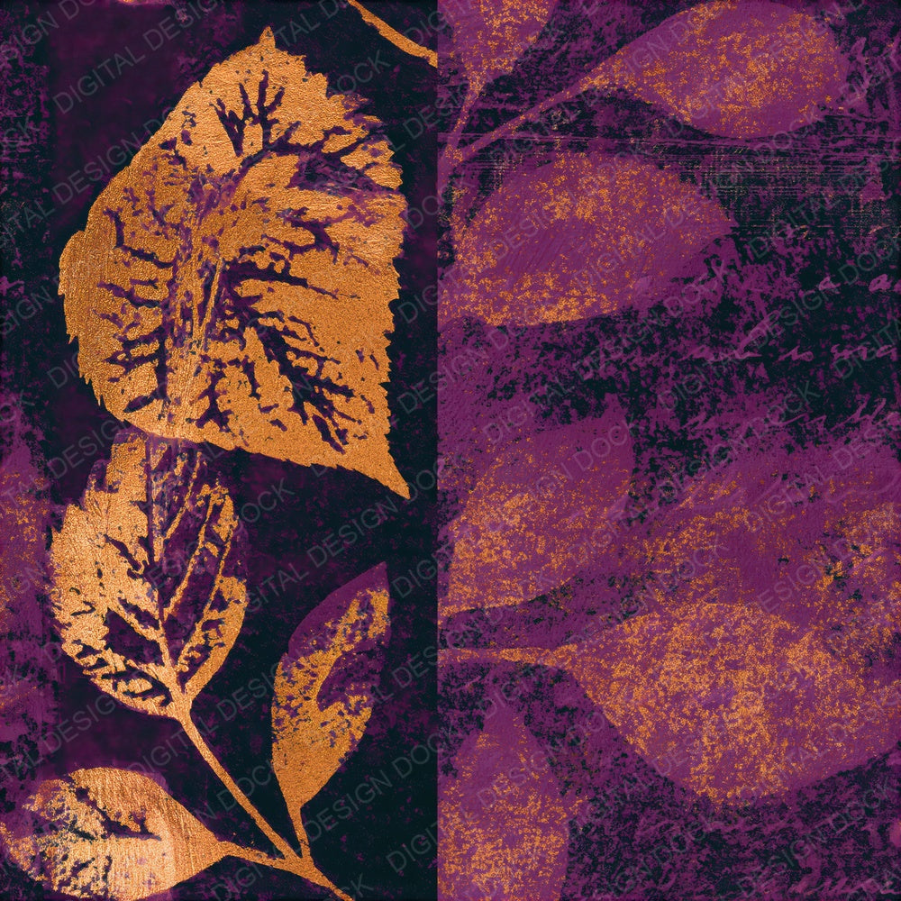 Monoprint Aubergine Brass Plum Abstract Seamless Digital Paper Pack (DDD015411)
