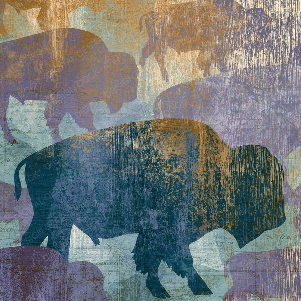Woodcut Buffalo Lilac Mint Digital Paper Pack (DDD015422)