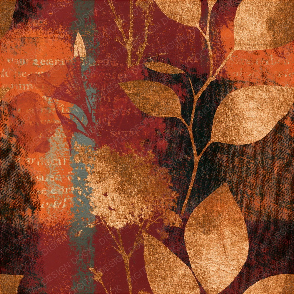 Blueprint Copper Burnt Orange Abstract Seamless Digital Paper Pack (DDD015425)