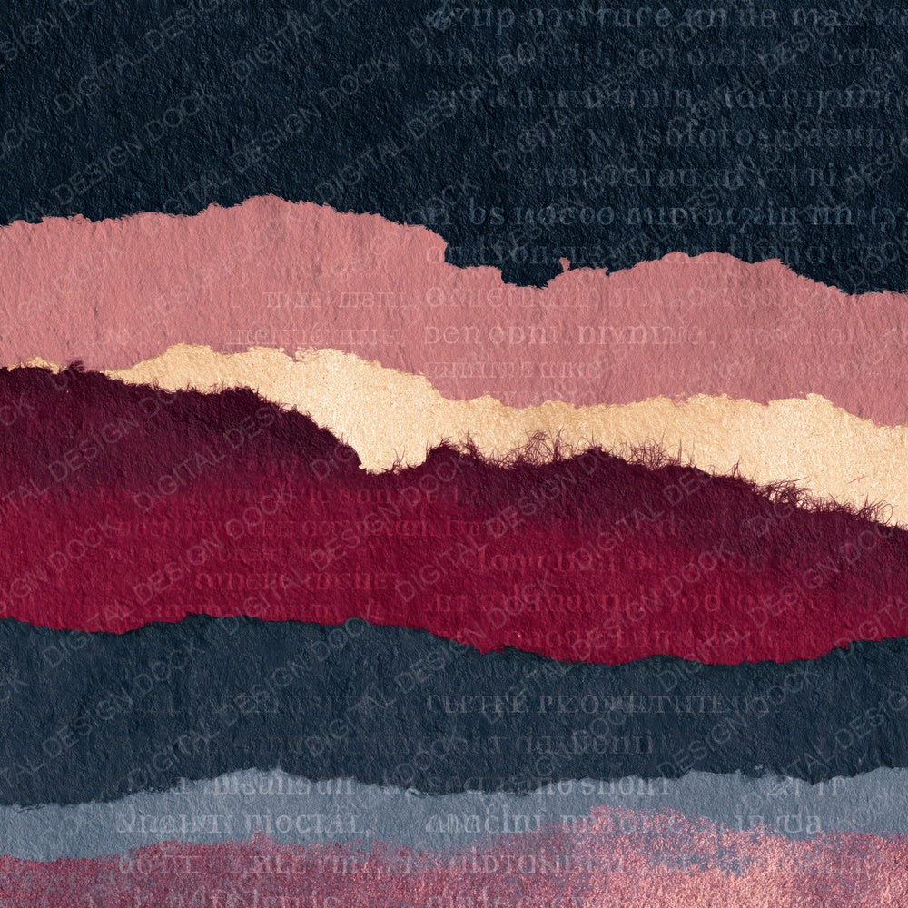 Torn Paper Rose Wine Pewter Abstract Digital Paper Pack (DDD015442)