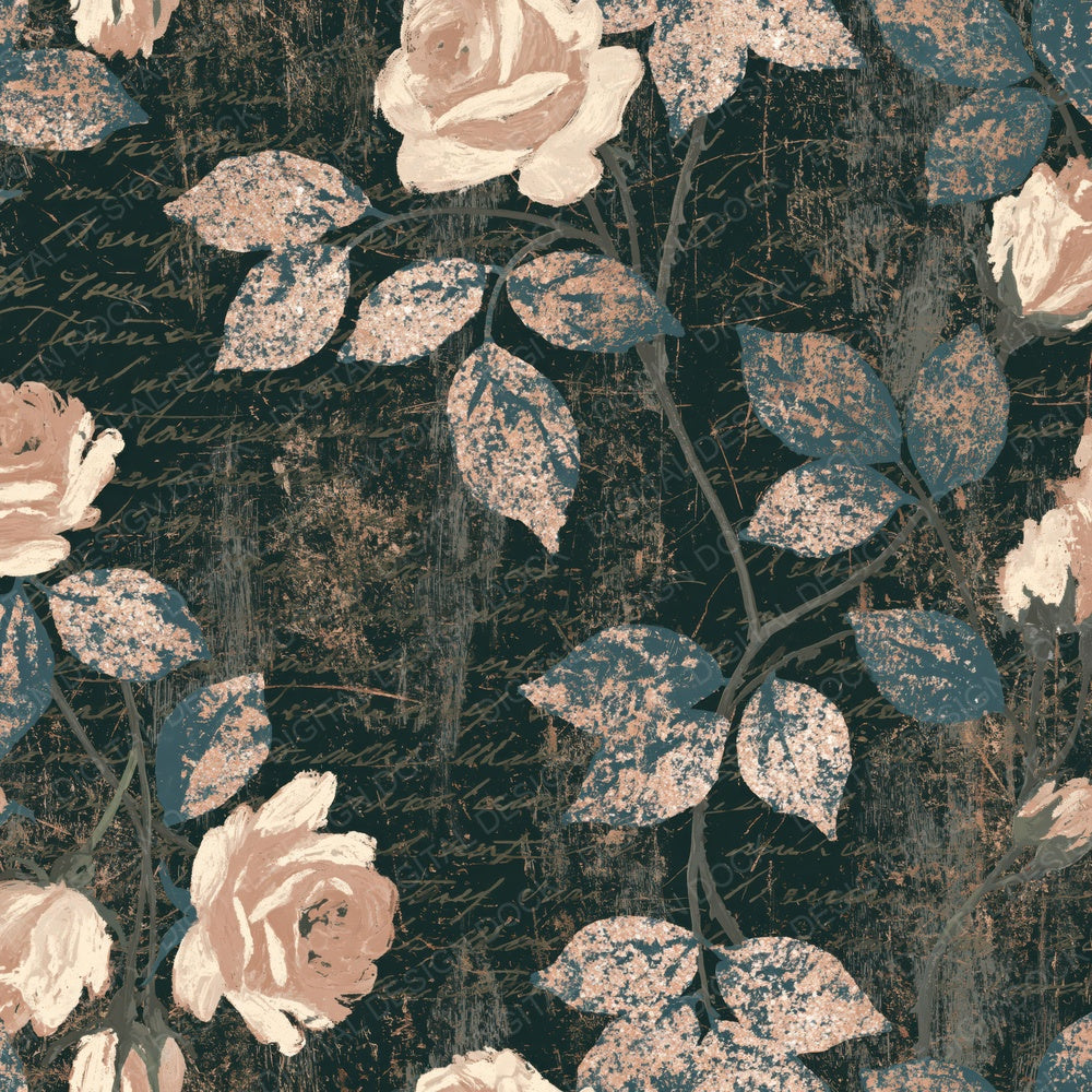 Scratchboard Climbing Roses Blush Bone Digital Paper Pack (DDD015456)