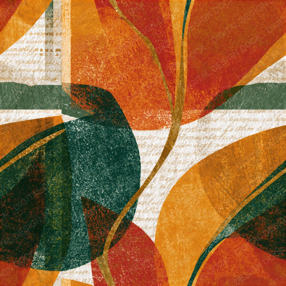 Woodblock Rust Ochre Forest Green Texture Seamless Digital Paper Pack (DDD015463)