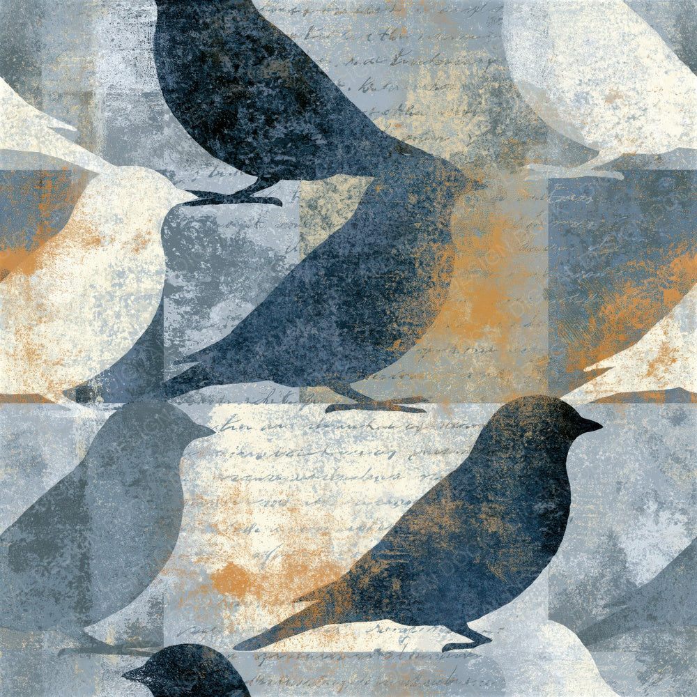 Risograph Lovebirds Dove Grey Seamless Digital Paper Pack (DDD015473)