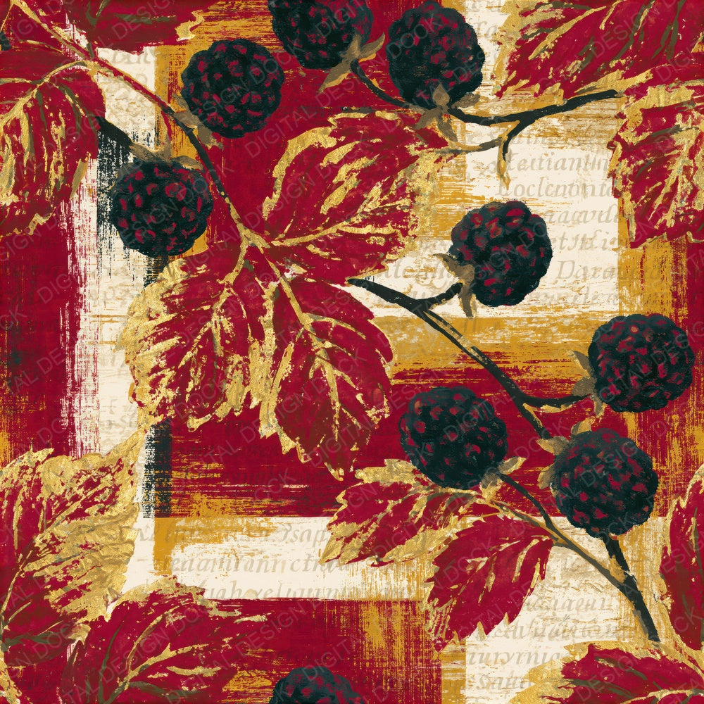 Indian Blockprint Blackberries Candy Red Seamless Digital Paper Pack (DDD015486)