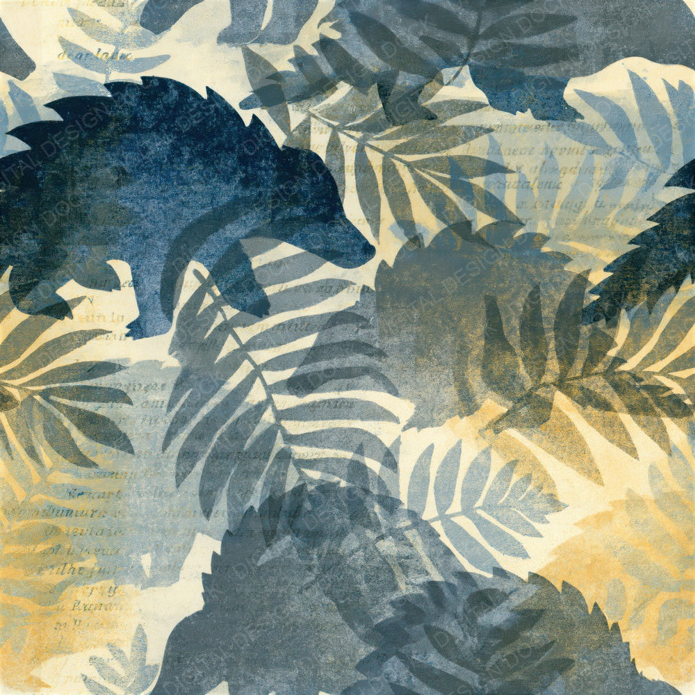 Risograph Pangolin Fern Cream Seamless Digital Paper Pack (DDD015495)