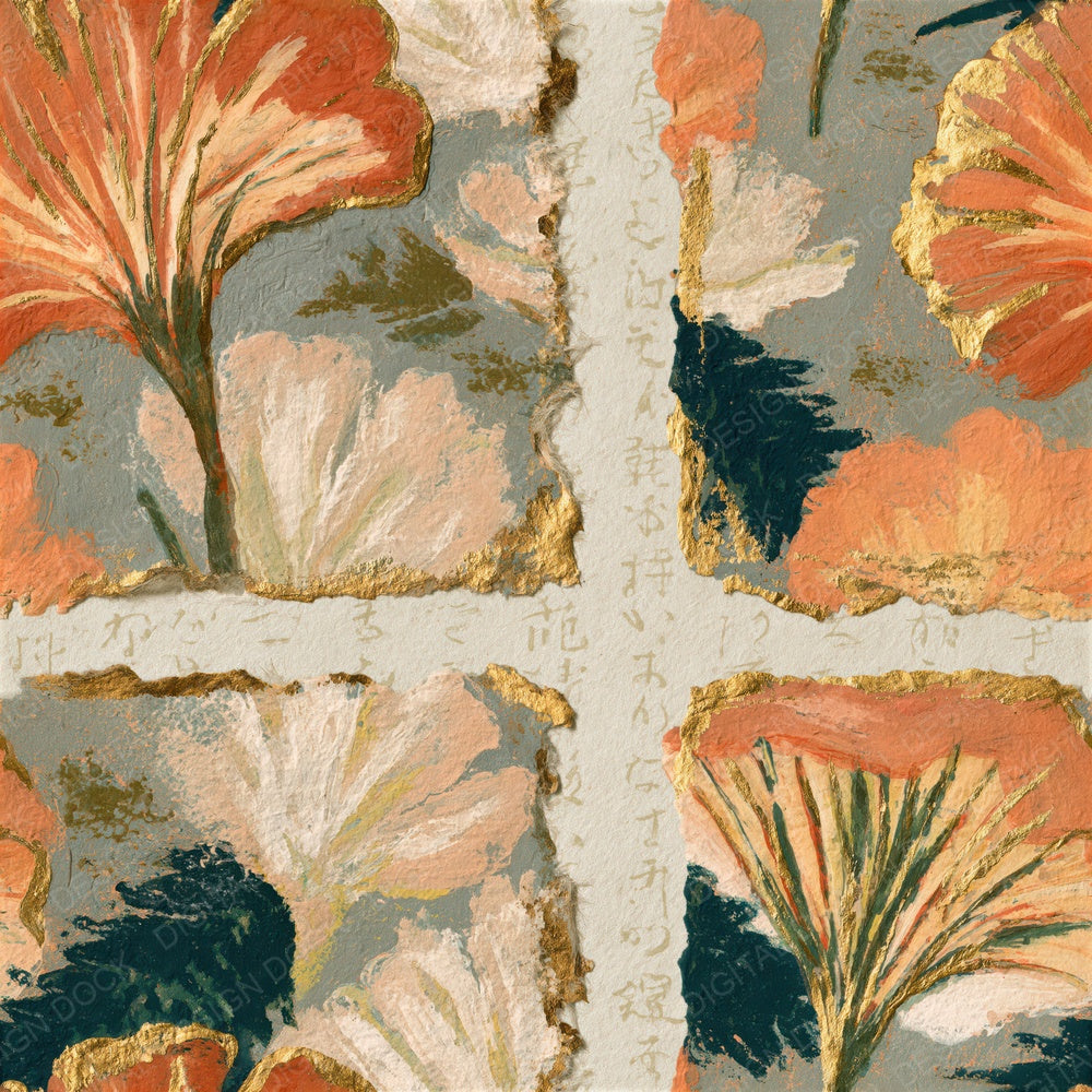 Torn Paper Jelly Fungi Terracotta Seamless Digital Paper Pack (DDD015499)