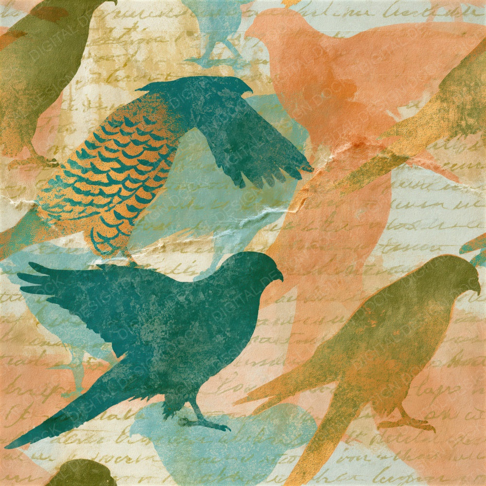 Torn Paper Kestrel Olive Peach Seamless Digital Paper Pack (DDD015500)