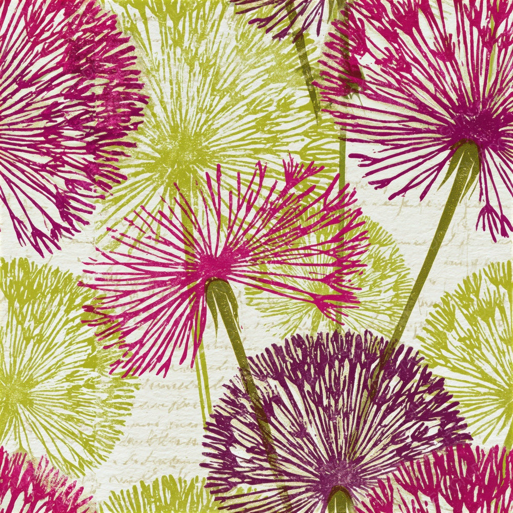 Indian Block Print Dandelions Fuchsia Lime Seamless Digital Paper Pack (DDD015526)