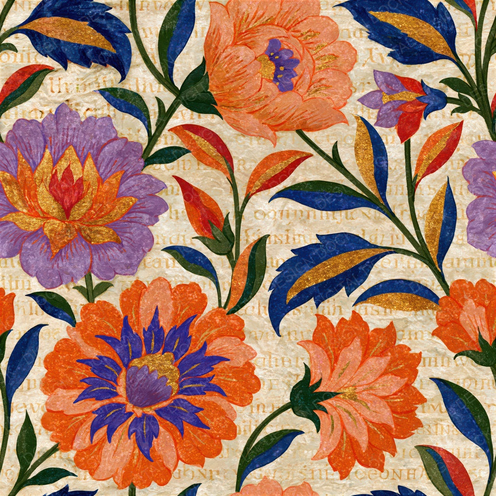 Mughal Tangerine Lavender Texture Seamless Digital Paper Pack (DDD015555)