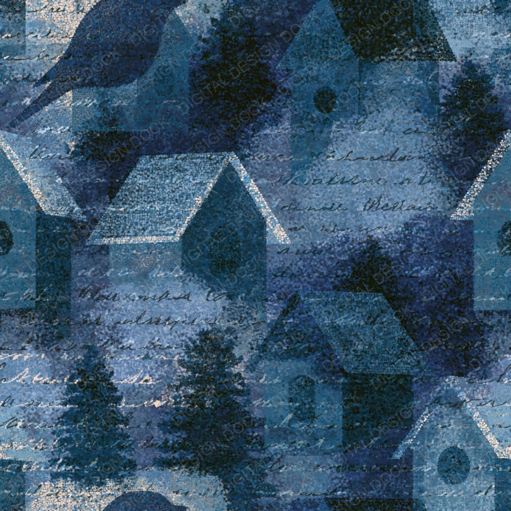 Pointillist Birdhouses Indigo Slate Digital Paper Pack (DDD015559)