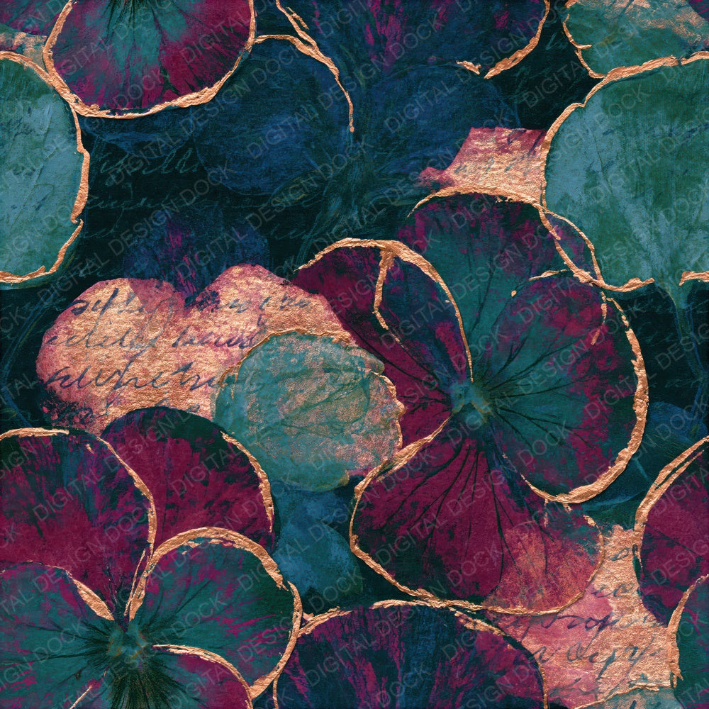 Blueprint Pansies Burgundy Pine Seamless Digital Paper Pack (DDD015565)