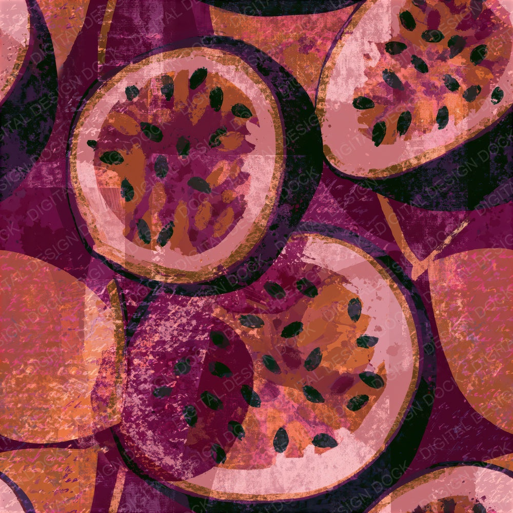 Screenprint Passion Fruit Aubergine Seamless Digital Paper Pack (DDD015579)