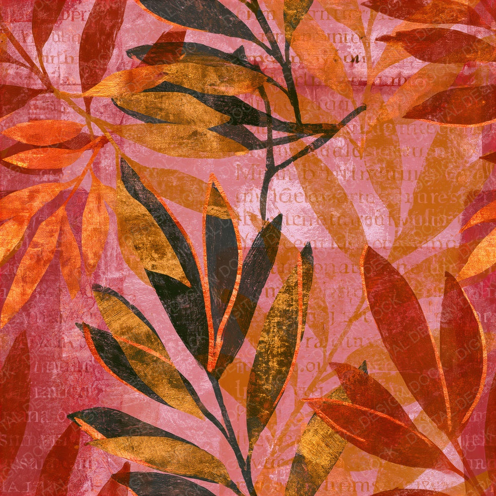 Layered Olive Branches Amber Rose Gold Seamless Digital Paper Pack (DDD015627)