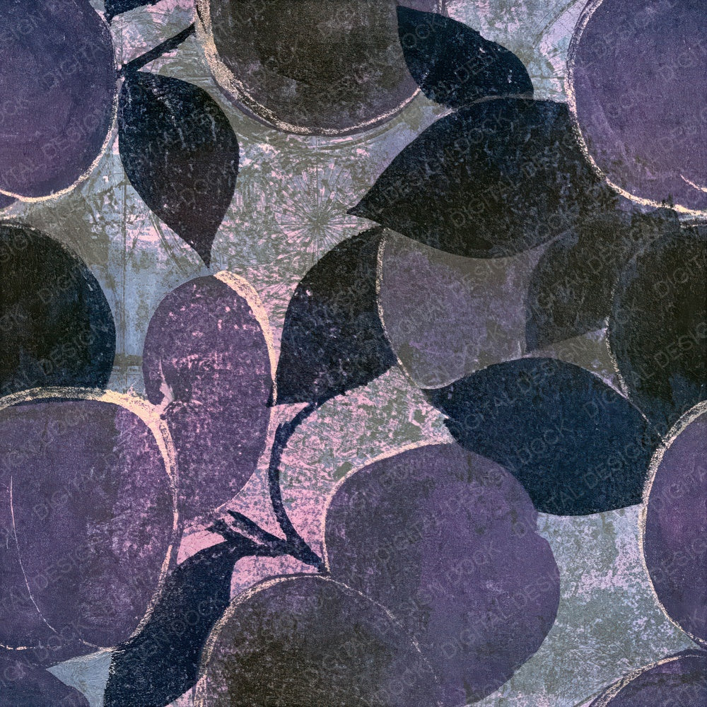 Monoprint Peaches Purple Silver Seamless Digital Paper Pack (DDD015629)