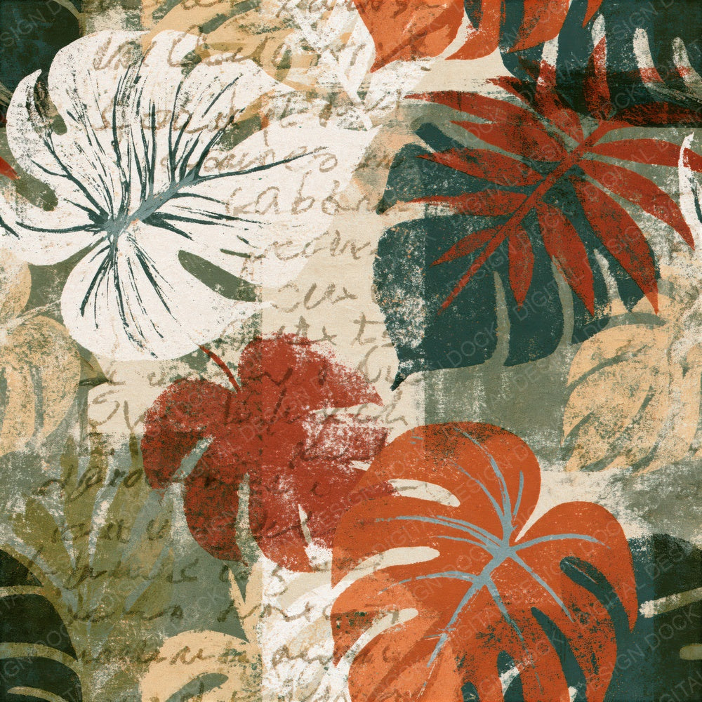 Risograph Philodendron Rust Bone Seamless Digital Paper Pack (DDD015636)