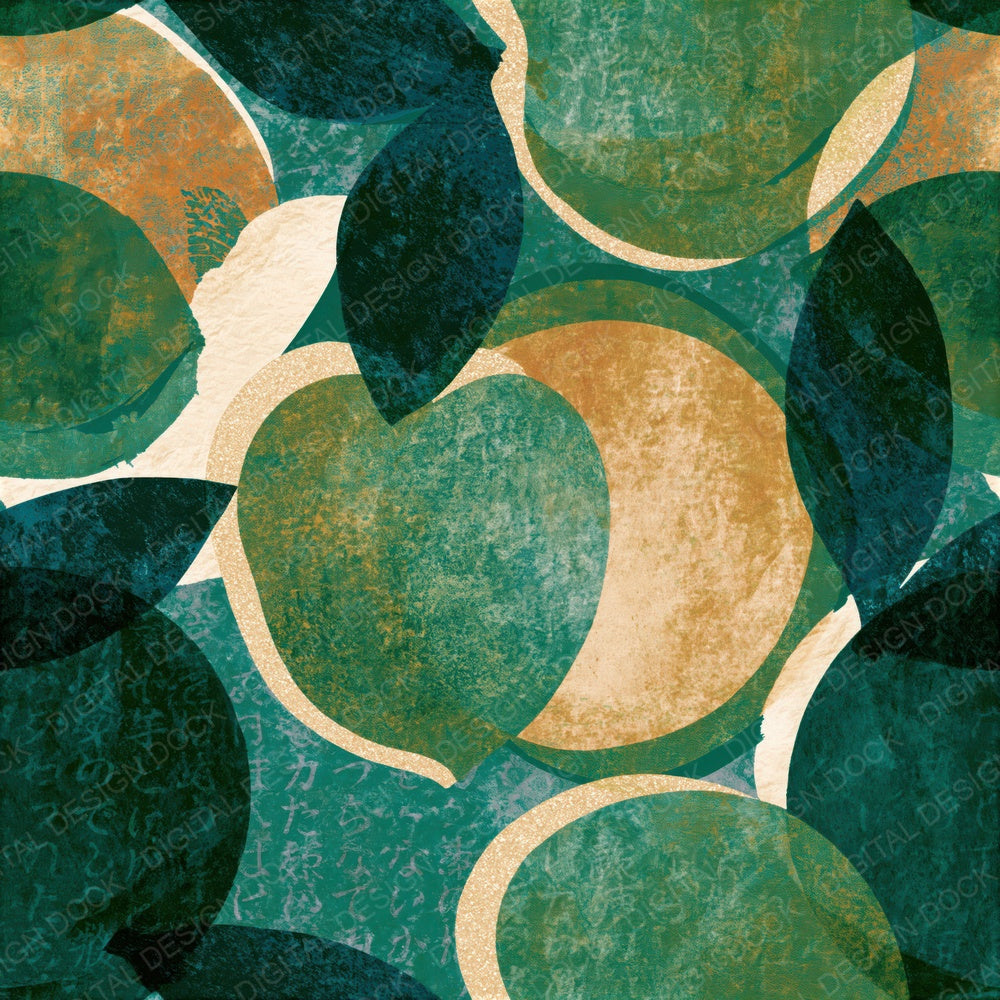 Screenprint Peaches Forest Green Seamless Digital Paper Pack (DDD015640)