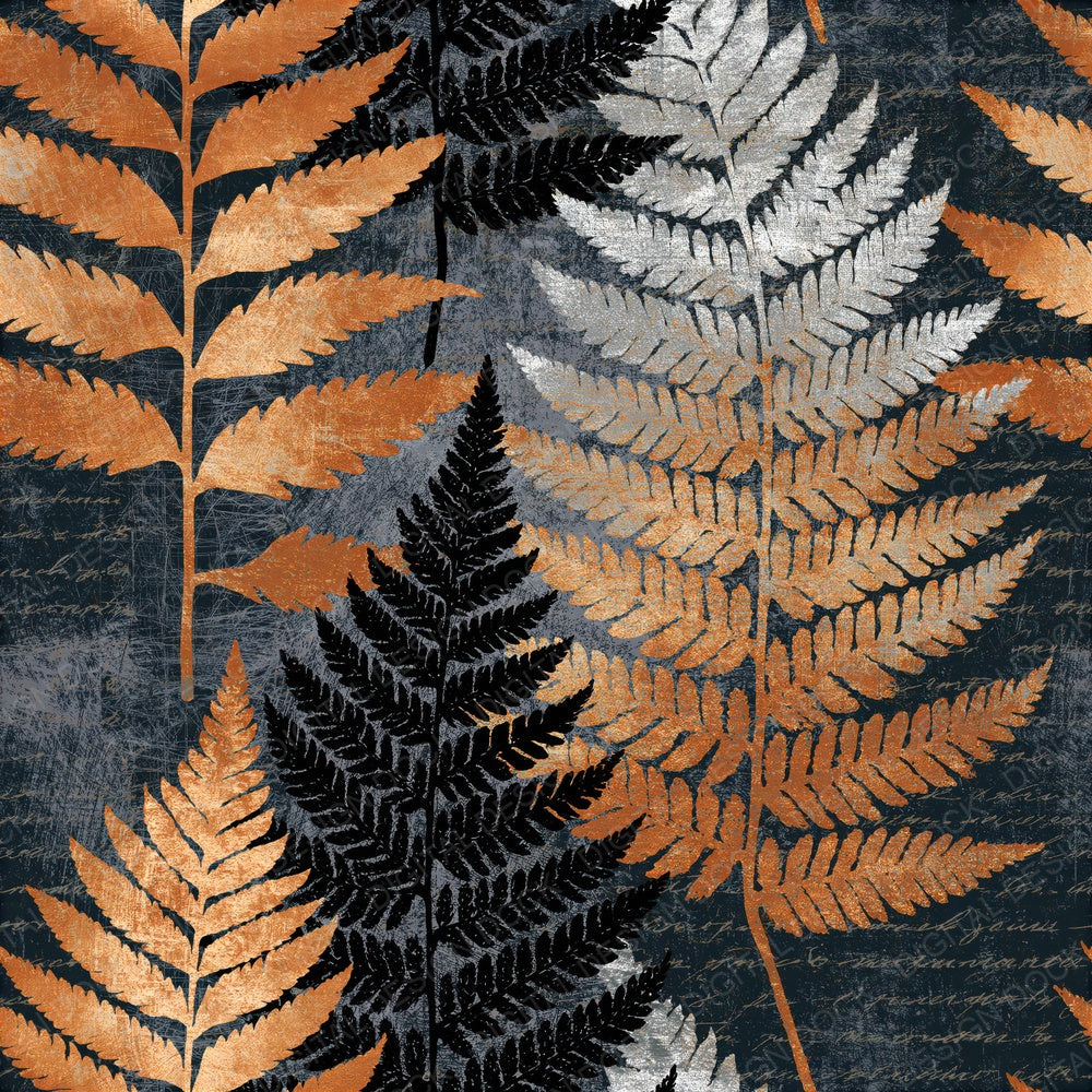 Scratchboard Fern Fronds Silver Seamless Digital Paper Pack (DDD015659)