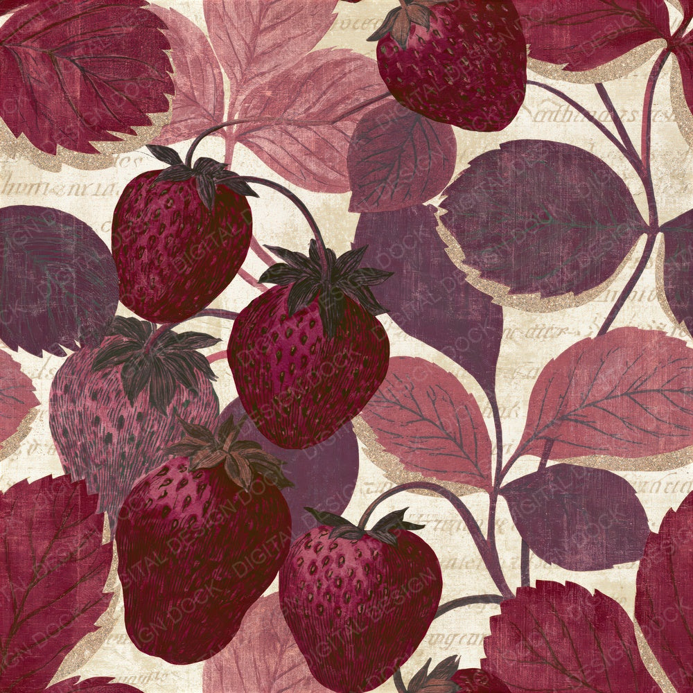 Naturalist Strawberries Mulled Wine Seamless Digital Paper Pack (DDD015673)