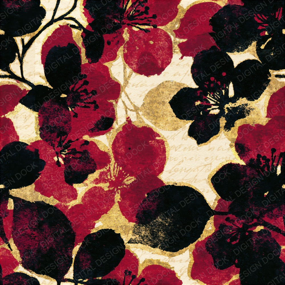 Risograph Pear Blossom Oxblood Seamless Digital Paper Pack (DDD015677)